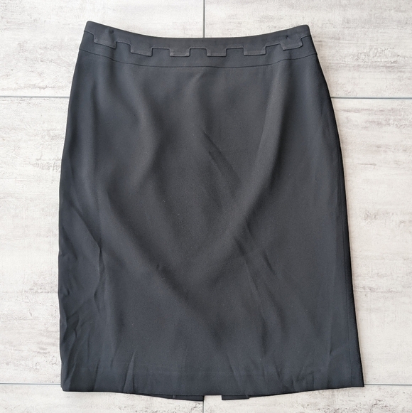 Simon Chang Dresses & Skirts - Simon Chang Black Lined Slit A Line Midi Pencil Skirt Womens Size 8